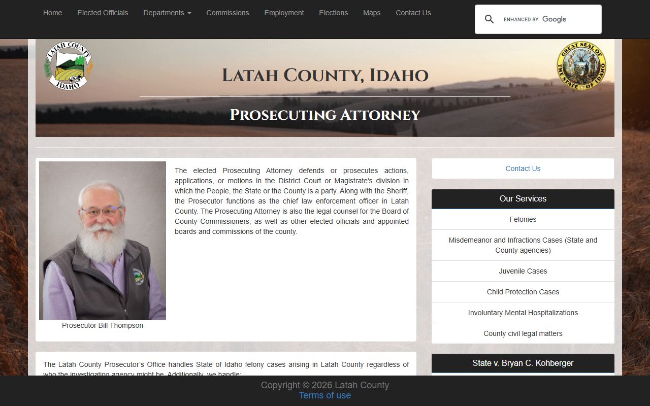 Latah County prosecutor court records after arrest information