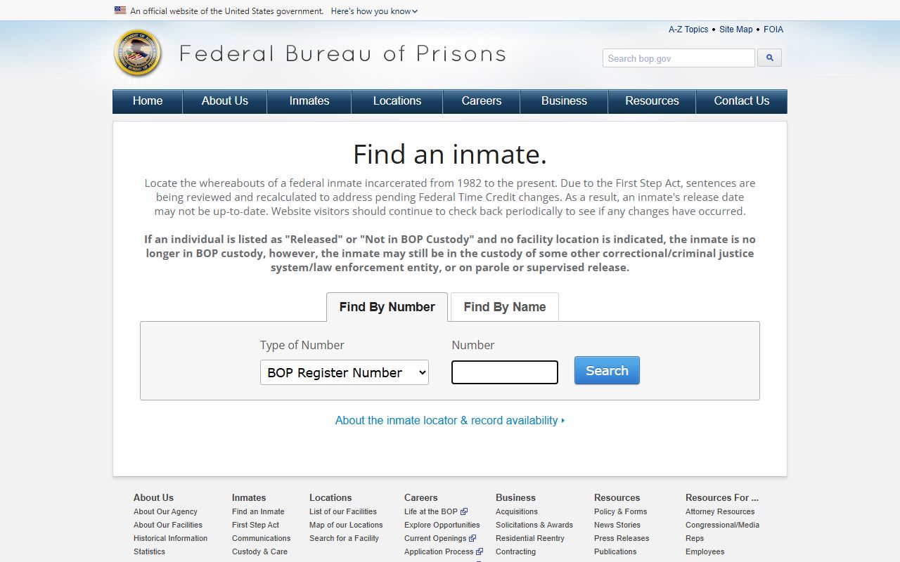Federal BOP locator for Latah County federal inmate lookup without mugshots
